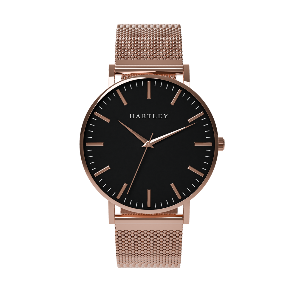 Heritage Rose Gold Black Dial with Rose Gold Mesh