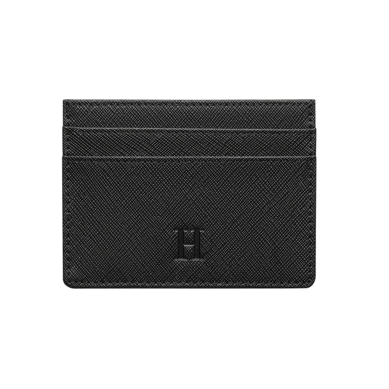 Hartley Black Saffiano Italian Wallet H LOGO SIDE